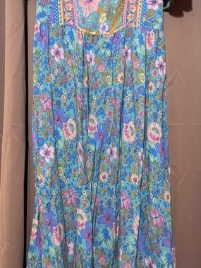 Blue Floral Maxi Dress - Women's Boho Print